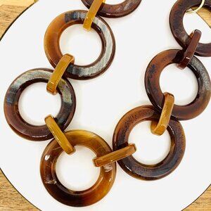 Tortoise Acrylic Chain Link Gold Necklace